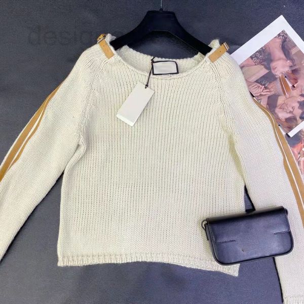 women's sweaters designer leather decorative round neck sweater spring 2022 new splicing street trend leisure and versatile commuting z, White;black
women's sweaters designer leather decorative round neck sweater spring 2022 new splicing street trend leisure and versatile commuting z, White;black