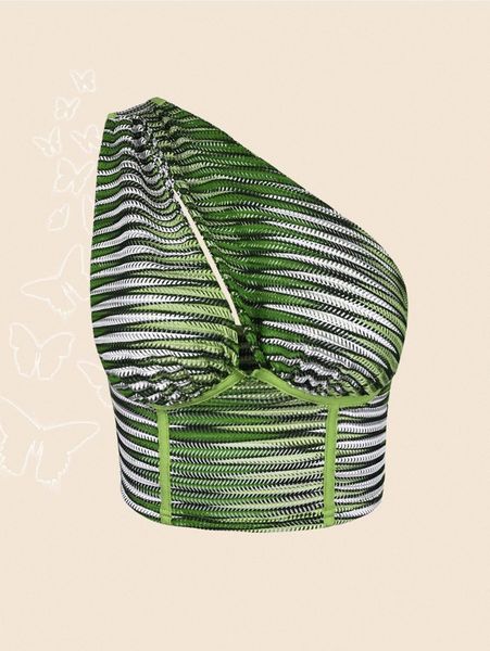 ombre print one shoulder a9jk#, White 
ombre print one shoulder a9jk#, White