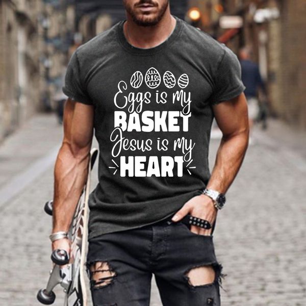 men's t-shirts easter egg text printed european and american slim men's short sleeve shirt, White;black
men's t-shirts easter egg text printed european and american slim men's short sleeve shirt, White;black