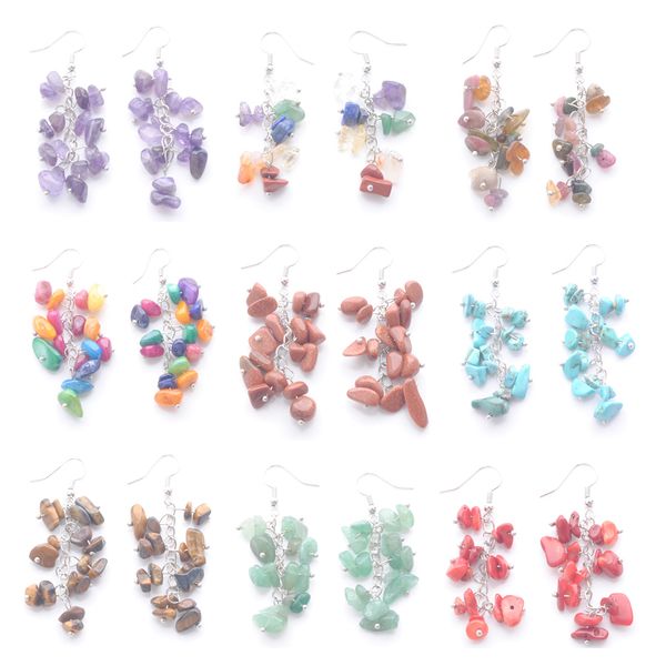 popular fashion dangle earrings reiki chakra natural stone gravel chips beads drop long earring for women gift jewelry amethyst tiger eye av, Silver
popular fashion dangle earrings reiki chakra natural stone gravel chips beads drop long earring for women gift jewelry amethyst tiger eye av, Silver