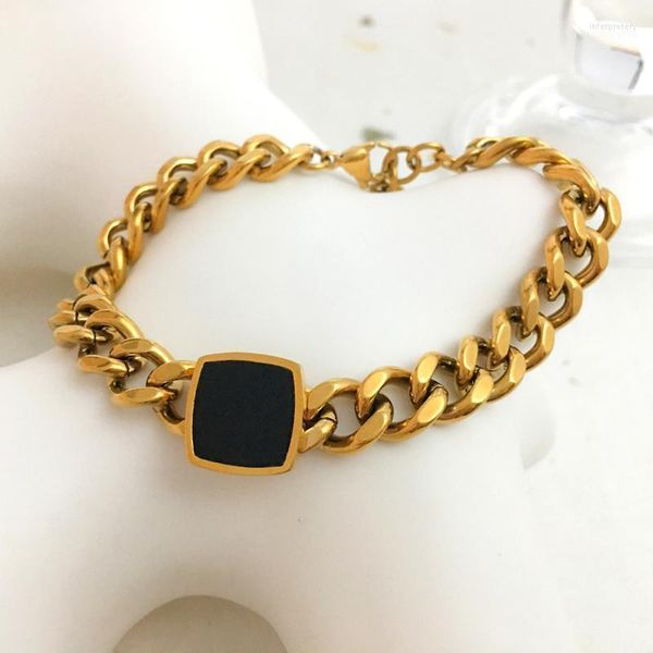 monlansher black geometric enamel gold color cuban flat bracelets statement fashion for women link inte22link chain
monlansher black geometric enamel gold color cuban flat bracelets statement fashion for women link inte22link chain