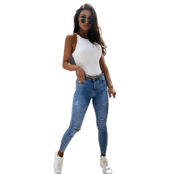 2022 autumn winter new women's jeans skinny wash water ripped self-cultivation elastic pants, Blue
2022 autumn winter new women's jeans skinny wash water ripped self-cultivation elastic pants, Blue