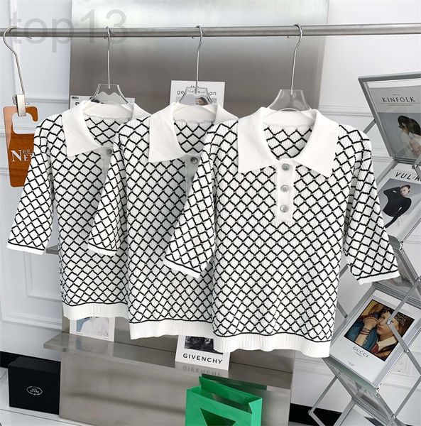 women's knits & tees designer ic xiaohejia 2022 spring and summer new superfine cotton plaid short sleeve polo collar pullover sweater, White
women's knits & tees designer ic xiaohejia 2022 spring and summer new superfine cotton plaid short sleeve polo collar pullover sweater, White