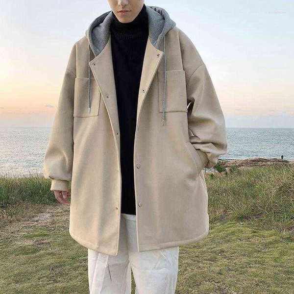 men's wool & blends coat winter middle and long style loose hong kong handsome korean versatile 2022 viol22 t220810, Black 
men's wool & blends coat winter middle and long style loose hong kong handsome korean versatile 2022 viol22 t220810, Black