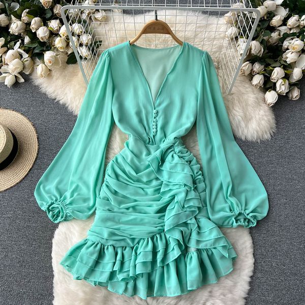 french style women dress summer 2022 v neck slim long sleeves ruched vacation ladies a line beach dresses, Black;gray
french style women dress summer 2022 v neck slim long sleeves ruched vacation ladies a line beach dresses, Black;gray