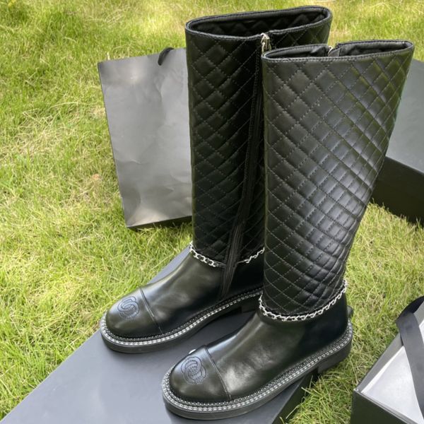 black leather quilted long ankle boots for women chain side zip brand boot paris fashion outdoor casual booties dress shoes chunky low heels
black leather quilted long ankle boots for women chain side zip brand boot paris fashion outdoor casual booties dress shoes chunky low heels