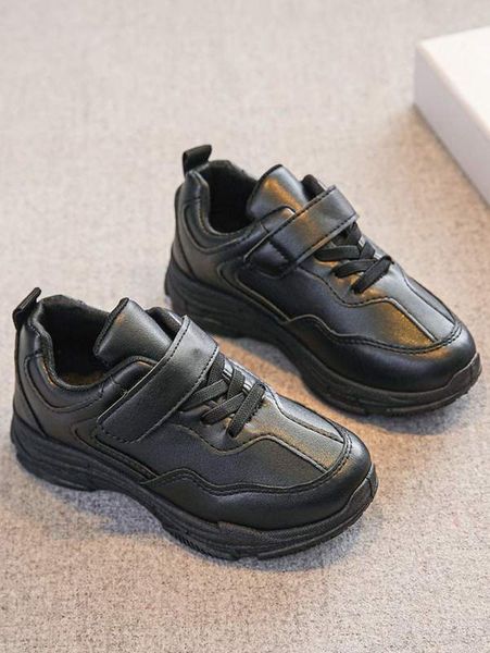 boys minimalist hook-and-loop fastener strap sneakers she01, Black
