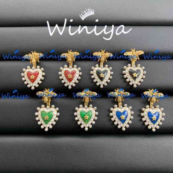 factory outlet new enamel bee pearl have versatile temperament and mesh red earrings, Golden
factory outlet new enamel bee pearl have versatile temperament and mesh red earrings, Golden