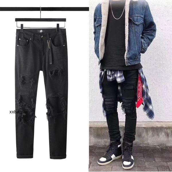designer jeans amirs fenye high street fashion brand design sense black pleated hole beggar pants patch versatile elastic slim fit jeans, Blue
designer jeans amirs fenye high street fashion brand design sense black pleated hole beggar pants patch versatile elastic slim fit jeans, Blue