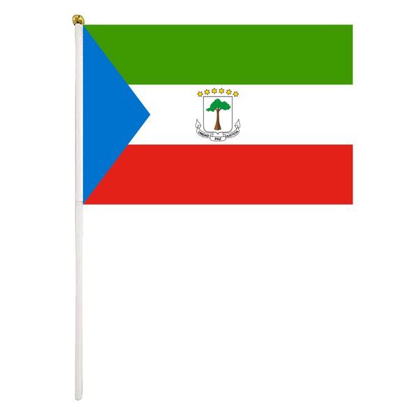 equatorial guinea hand waving flag 14x21cm premium polyester mini world country flag banner with plastic flagpole
equatorial guinea hand waving flag 14x21cm premium polyester mini world country flag banner with plastic flagpole