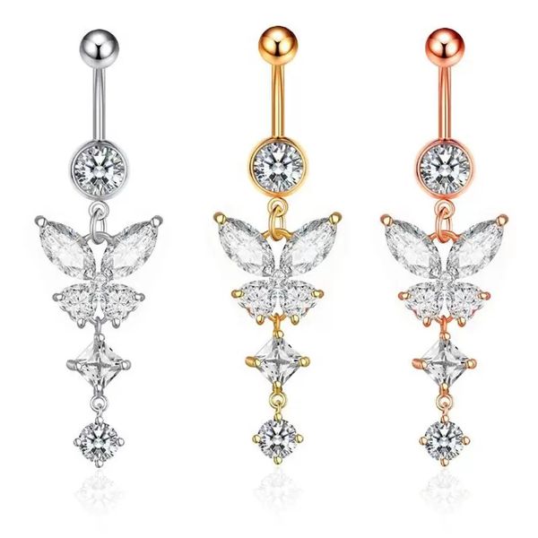 fashion zircon navel ring butterfly pendant belly button drop dangle for women body piercing, Silver
fashion zircon navel ring butterfly pendant belly button drop dangle for women body piercing, Silver