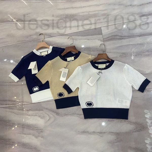 women's knits & tees designer summer new 2022 fashion chic round neck hollow jacquard letters simple slim three color thin short sleeve, White
women's knits & tees designer summer new 2022 fashion chic round neck hollow jacquard letters simple slim three color thin short sleeve, White