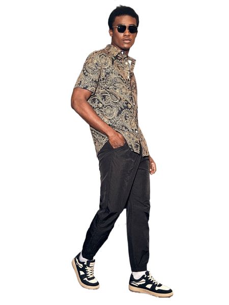 men paisley & floral print shirt 80fs#, White;black
men paisley & floral print shirt 80fs#, White;black