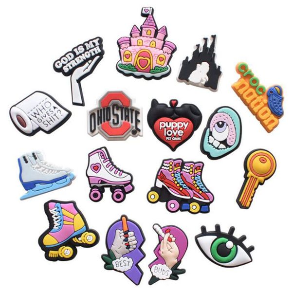 croc part shoe charms pvc soft rubber shoecharms buckle fashion hole shoes decoration accessories, White;pink
croc part shoe charms pvc soft rubber shoecharms buckle fashion hole shoes decoration accessories, White;pink