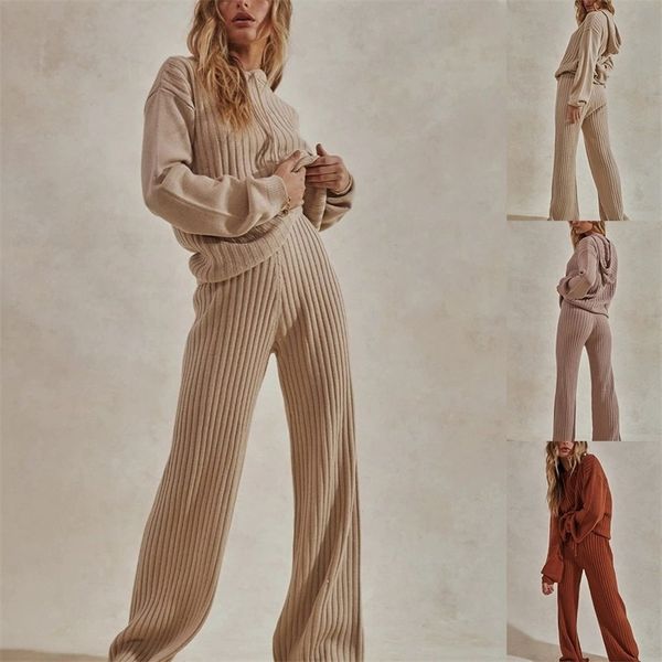 solid two piece sets women hooded sweater long wide leg trousers ladies knitted suits streetwear sweater suits tricot tracksuit lj201117, White
solid two piece sets women hooded sweater long wide leg trousers ladies knitted suits streetwear sweater suits tricot tracksuit lj201117, White