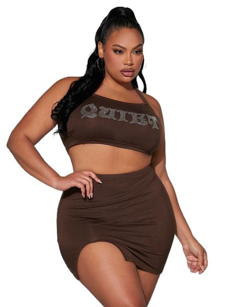 sxy plus rhinestone letter pattern halter & bodycon skirt v9mm#, Black
sxy plus rhinestone letter pattern halter & bodycon skirt v9mm#, Black