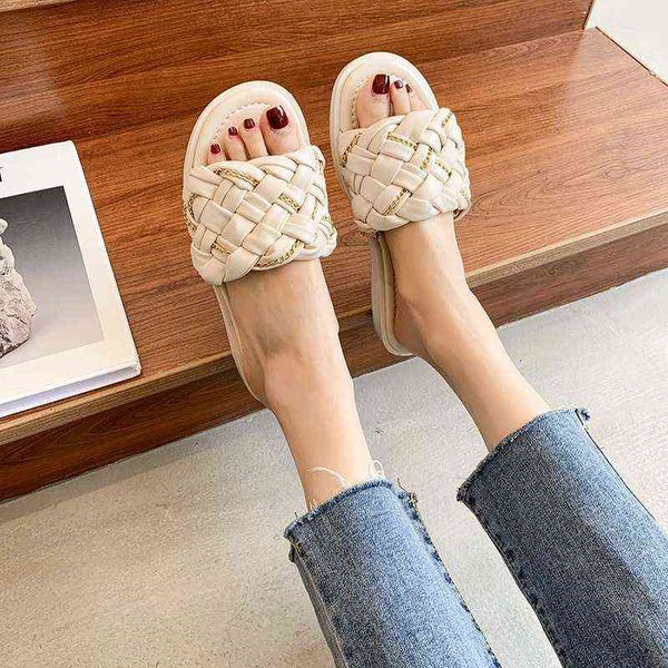 women's sandals 2022 new luxury chain braided leather designer sandals women sneakers slippers ladies shoes fashion flat sandals y22062, Black
women's sandals 2022 new luxury chain braided leather designer sandals women sneakers slippers ladies shoes fashion flat sandals y22062, Black