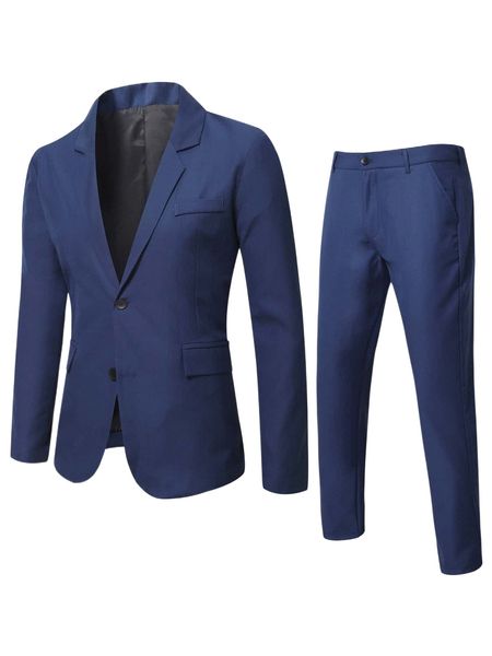 men single breasted slit back blazer & tailored pants s9b6#, White;black