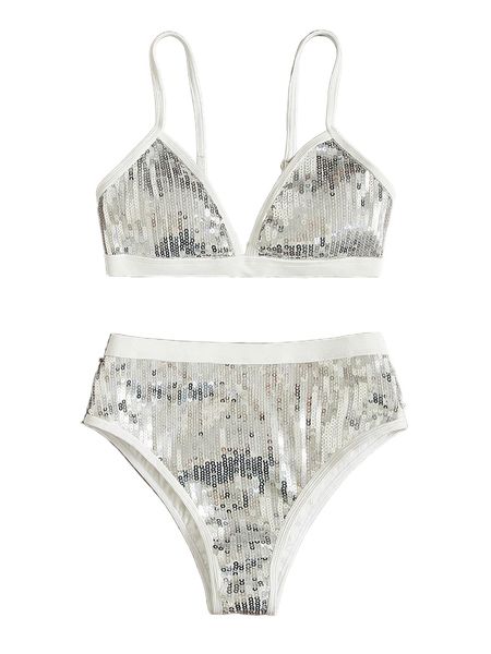 sequins contrast binding bikini swimsuit h6ap#, White;black
sequins contrast binding bikini swimsuit h6ap#, White;black