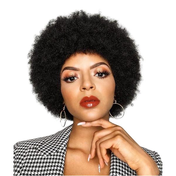 afro kinky curly human hair wig with thick bangs natural color short bob wigs for black women 130% density full machine made, Black;brown
afro kinky curly human hair wig with thick bangs natural color short bob wigs for black women 130% density full machine made, Black;brown