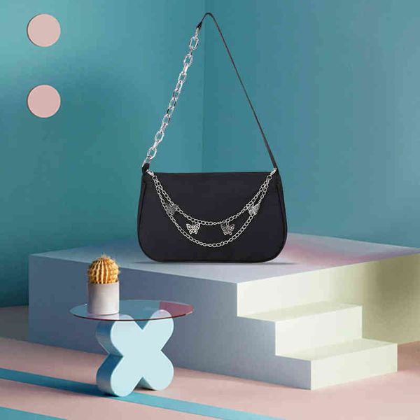 evening bags ladies casual nylon shoulder female solid color zipper underarm bag butterfly chain small handbags for women 220630
evening bags ladies casual nylon shoulder female solid color zipper underarm bag butterfly chain small handbags for women 220630