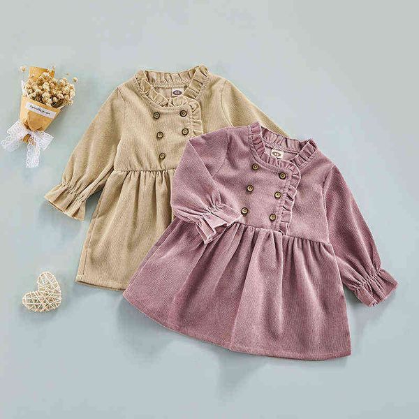 little baby girls autumn winter dress cute princess corduroy ruffled-neck button long sleeve casual dresses for toddlers infant l220715, Red;yellow
little baby girls autumn winter dress cute princess corduroy ruffled-neck button long sleeve casual dresses for toddlers infant l220715, Red;yellow