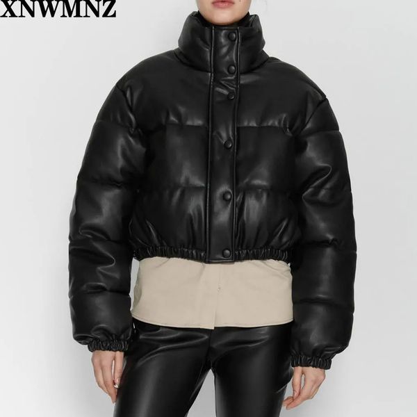 za autumn winter women fashion faux leather thick warm padded jacket coat vintage elastic hem female outerwear chic 210513, Black
za autumn winter women fashion faux leather thick warm padded jacket coat vintage elastic hem female outerwear chic 210513, Black