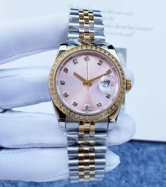 luxury watch gold diamond bezel 36mm woman watches mechanical wristwatches sapphire pink dial two-tone stainless steel, Slivery;brown
luxury watch gold diamond bezel 36mm woman watches mechanical wristwatches sapphire pink dial two-tone stainless steel, Slivery;brown