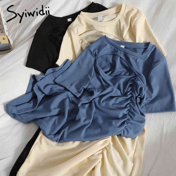 fashion hollow out high waist dresses women short sleeve oneck aline folds solid black clothes summer korean 210415, Black;gray
fashion hollow out high waist dresses women short sleeve oneck aline folds solid black clothes summer korean 210415, Black;gray
