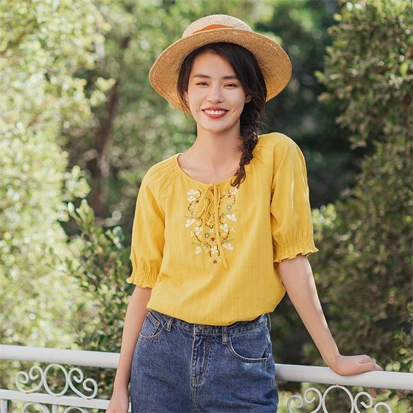 inman summer 100% cotton sweet women elegant pullover retro flower embroidered bowknot bow tie half sleeve blouse 220527, White
inman summer 100% cotton sweet women elegant pullover retro flower embroidered bowknot bow tie half sleeve blouse 220527, White