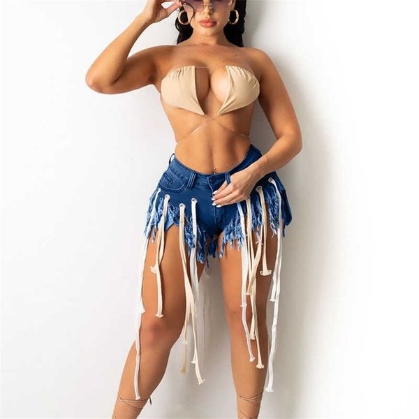 drawstring tassels design denim shorts summer pants 210702, White;black
drawstring tassels design denim shorts summer pants 210702, White;black