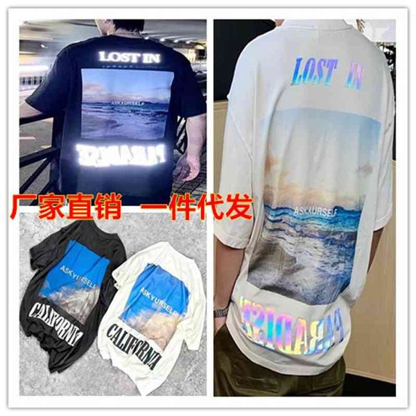 22fw high street ask 3m reflective landscape p california sky print men's and women's couple short sleeve t-shirt, White;black
22fw high street ask 3m reflective landscape p california sky print men's and women's couple short sleeve t-shirt, White;black