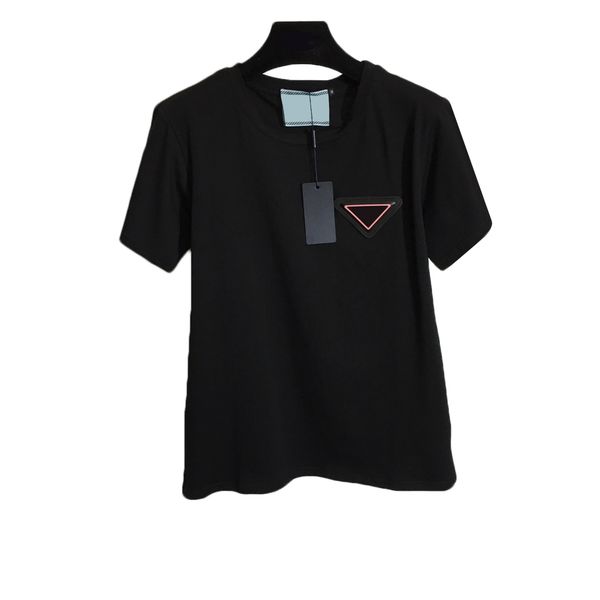 summer designer women t shirt triangle icon short sleeve shirts pure cotton round neck tees, White
summer designer women t shirt triangle icon short sleeve shirts pure cotton round neck tees, White
