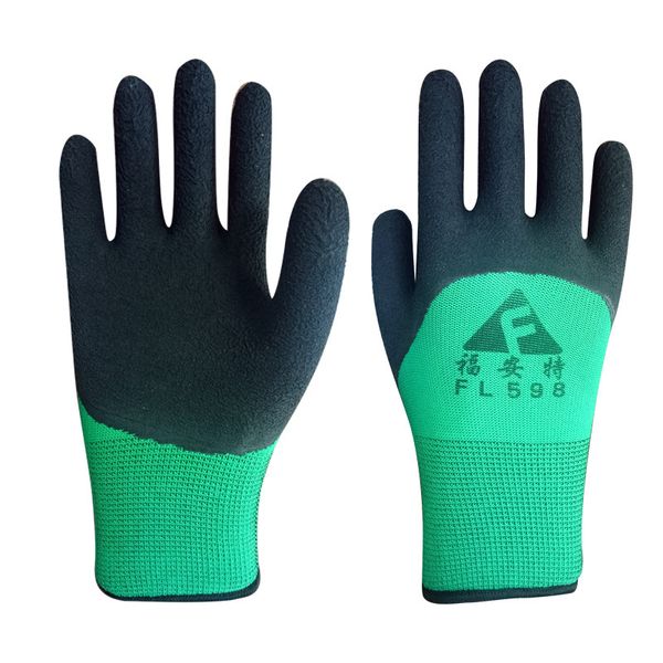 Image of Latex foam gloves dipped thickened work protection site workers hanging rubber breathable gloves