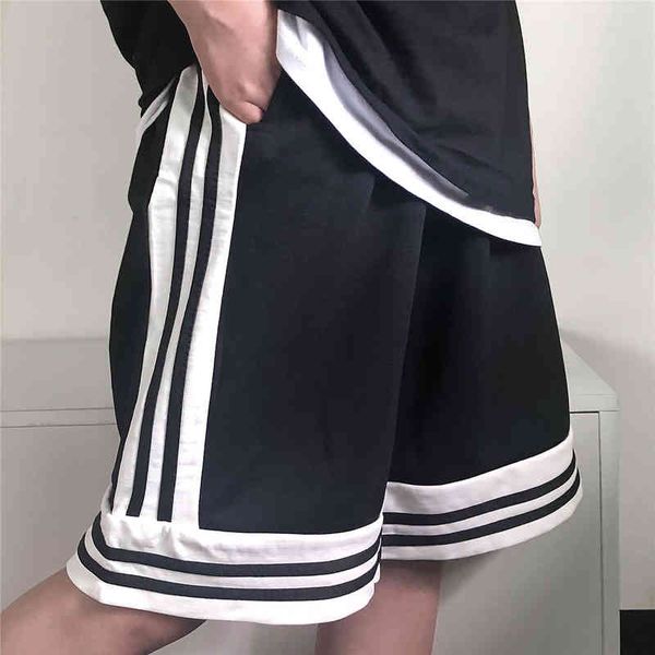 men's shorts striped straight pants trend loose color matching casual youth basketball, White;black
men's shorts striped straight pants trend loose color matching casual youth basketball, White;black