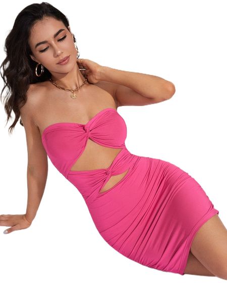 twist front cut out ruched bodycon tube dress l6ru#, Black;gray
twist front cut out ruched bodycon tube dress l6ru#, Black;gray