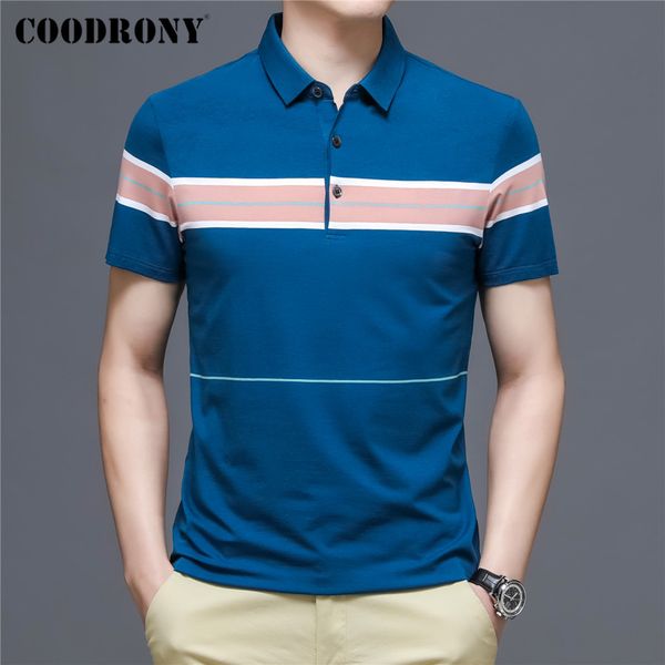 men's polos coodrony brand spring summer arrival business casual striped short sleeve polo-shirt men cool clothing c5172s 230206, White;black
men's polos coodrony brand spring summer arrival business casual striped short sleeve polo-shirt men cool clothing c5172s 230206, White;black