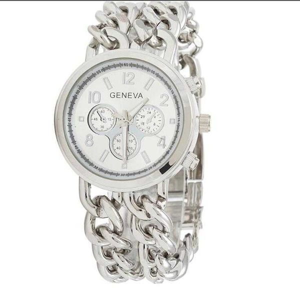 new arrival geneva alloy strap stainless steel large dial ladies double chain bracelet watch232c, Slivery;brown
new arrival geneva alloy strap stainless steel large dial ladies double chain bracelet watch232c, Slivery;brown