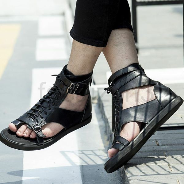 sandals designer men's sandals pu flat bottom lace up ankle roman shoes fashion and comfort 53323, Black
sandals designer men's sandals pu flat bottom lace up ankle roman shoes fashion and comfort 53323, Black