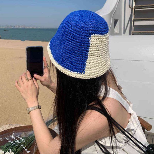 2022 new summer stitching bucket hat female hollow breathable straw fisherman hats outdoor leisure sunshade sunscreen bob cap y220702, Blue;gray
2022 new summer stitching bucket hat female hollow breathable straw fisherman hats outdoor leisure sunshade sunscreen bob cap y220702, Blue;gray