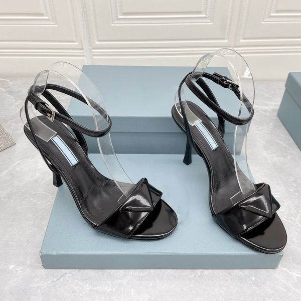 women's high-heels sandals luxury designer brand shoes pointed triangle buckled sandals imported sheepskin dust bag are size35-41, Black
women's high-heels sandals luxury designer brand shoes pointed triangle buckled sandals imported sheepskin dust bag are size35-41, Black