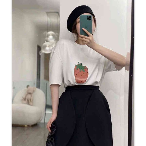 women's t-shirt 808 strawberry design letter embroidery short sleeve t-shirt summer loose casual versati yf3e, White
women's t-shirt 808 strawberry design letter embroidery short sleeve t-shirt summer loose casual versati yf3e, White