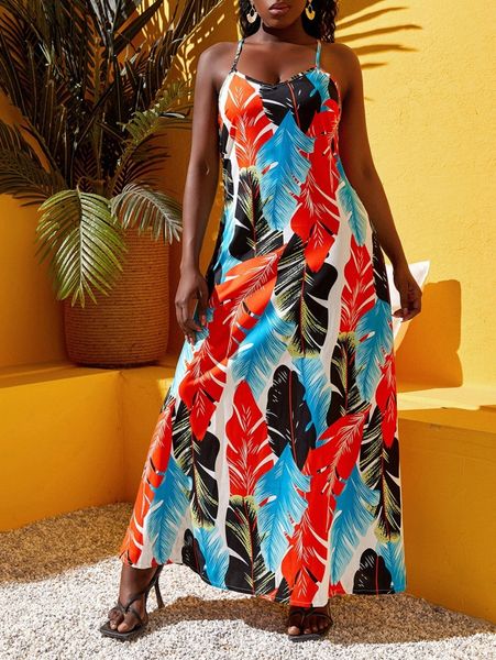 sxy tropical print criss cross back cami dress 50i2#, Black;gray
sxy tropical print criss cross back cami dress 50i2#, Black;gray