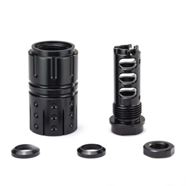 fittings steel muzzle brake 1 2x28 rh 5 8x24 13 16x16 outer sleeve with washer and nut324u
fittings steel muzzle brake 1 2x28 rh 5 8x24 13 16x16 outer sleeve with washer and nut324u