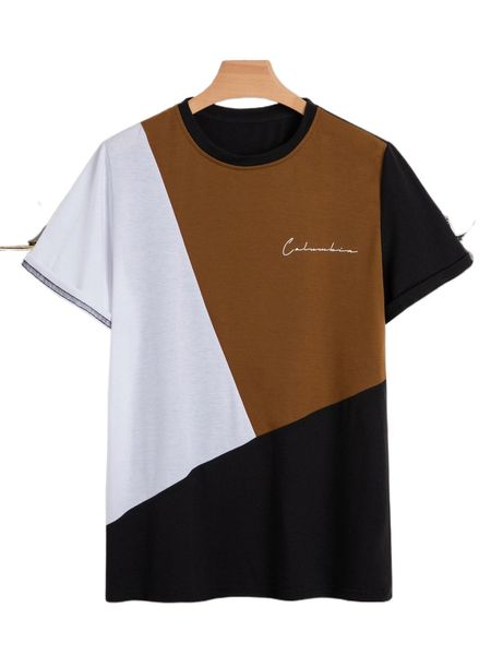 men letter graphic colorblock tee 16qt#, White;black
men letter graphic colorblock tee 16qt#, White;black