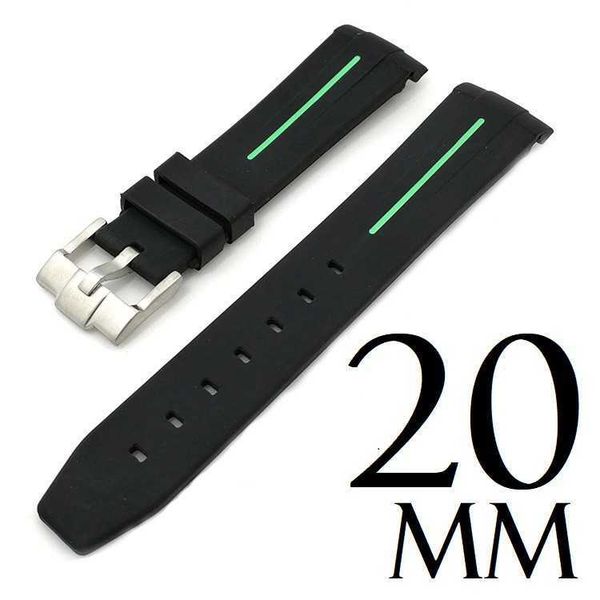 20mm silicone strap stainless steel strap rubber watch bands, Black;brown