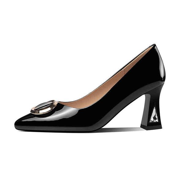 dress shoes autumn and winter women's shoes pointed thick heels square buckle metal cow patent leather commuting shallow mouth single u, Black
dress shoes autumn and winter women's shoes pointed thick heels square buckle metal cow patent leather commuting shallow mouth single u, Black