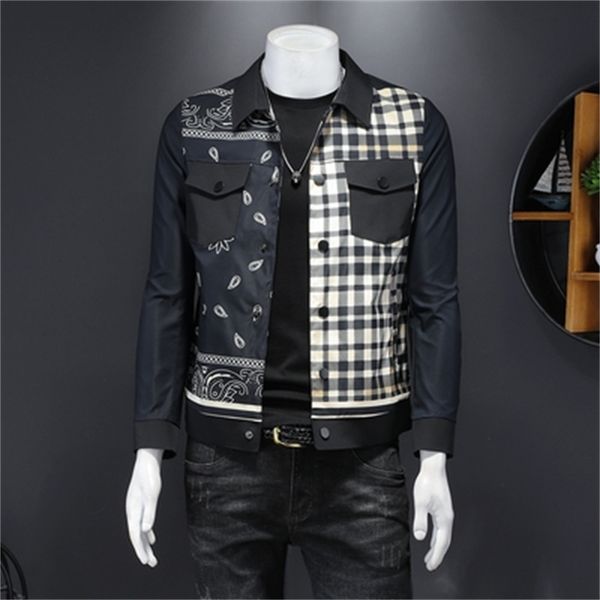 2023 spring and autumn lapel men's thin jacket korean version trend slim handsome printed stitching jacket baseball uniform, Black;brown
2023 spring and autumn lapel men's thin jacket korean version trend slim handsome printed stitching jacket baseball uniform, Black;brown