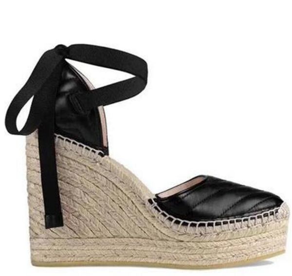 2022 designer sandals leather wedges platform canvas sole shoes grosgrain lace up rope sandal calfskin, Black
2022 designer sandals leather wedges platform canvas sole shoes grosgrain lace up rope sandal calfskin, Black