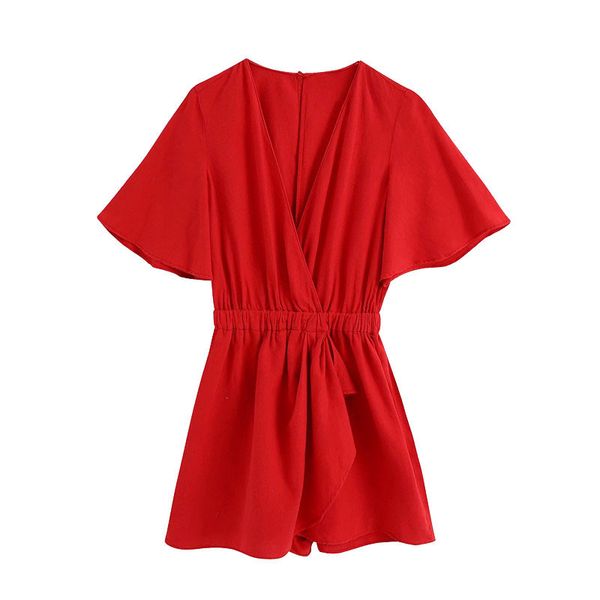 women chic fashion wrap linen playsuits vintage v neck elastic waist female short jumpsuits mujer 210521, Black;white
women chic fashion wrap linen playsuits vintage v neck elastic waist female short jumpsuits mujer 210521, Black;white